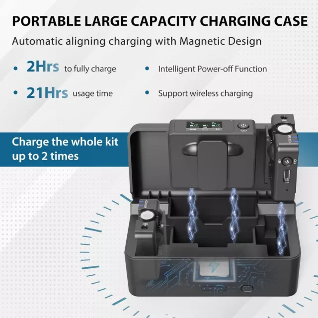 Wireless Lavalier Microphone System 2.4G Lapel Mic 2 Transmitters 1 Receiver 3