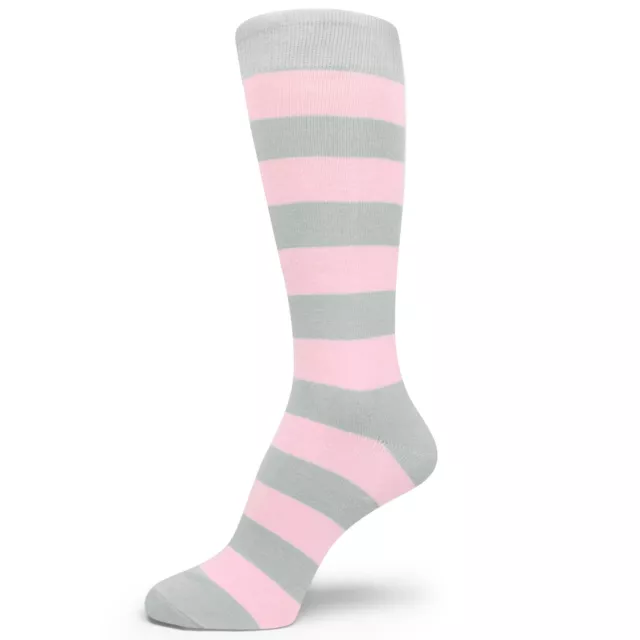 Mens Dress Socks Light Pink & Gray  Stripe MA134