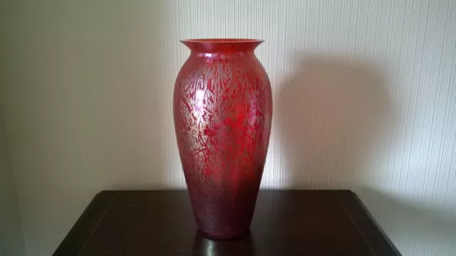 Large Royal Brierley Iridescent Studio Art Glass Vase Signed