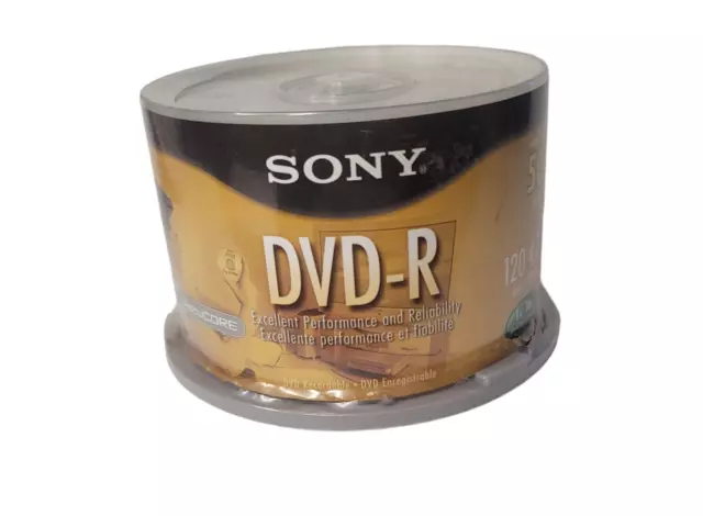 Factory Sealed Sony DVD-R 4.7GB 120 Min 16X DVD-R Blank Media Disc 50 Pack