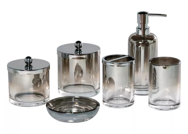 Set di 4 accessori bagno vetro turchese e argento TECATE 