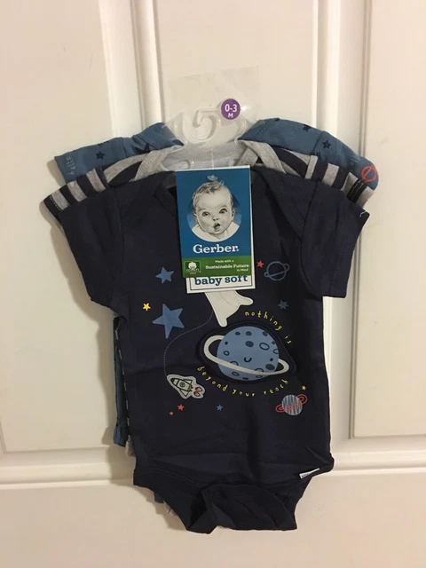 Brand New Infant Boys Size 0-3 Months 3 Pack Short Sleeve Onesies