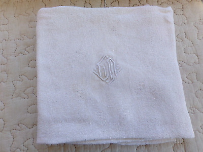 Lot de 10 anciennes serviettes en coton brodées avec monogramme HM-arts ménagers