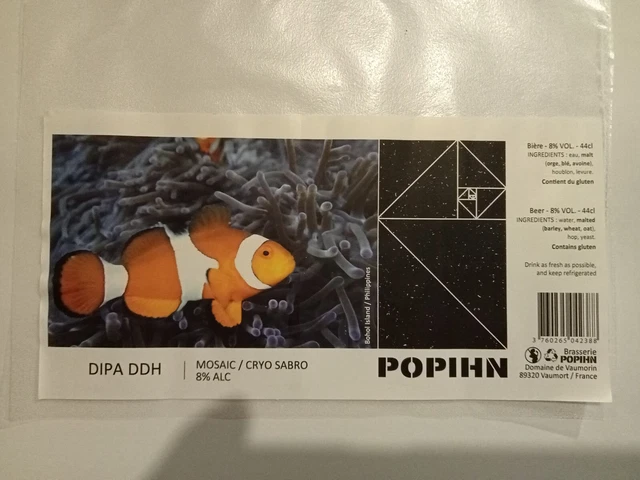 Etiquette de Bière : DIPA DDH Bohol Island - Brass. POPIHN - 89 France