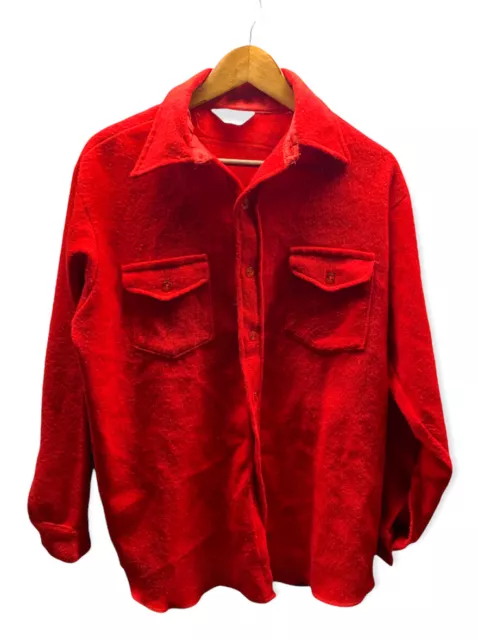 Vintage BLOOD RED FROST PROOF Wool LOGGER Shirt USA MENS Sz L