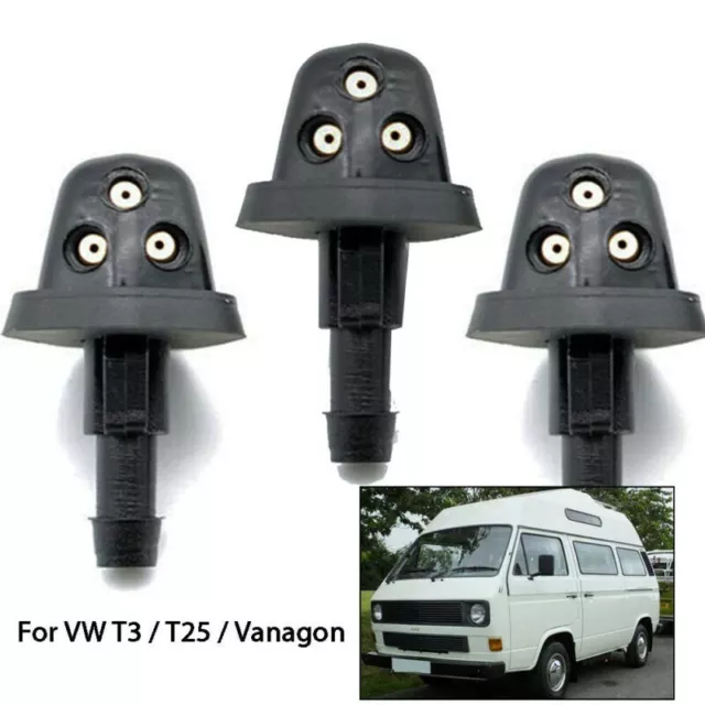 Pack Of 3 Car Front Windshield Wiper Water Triple Washer Spray Jet Nozzles Set