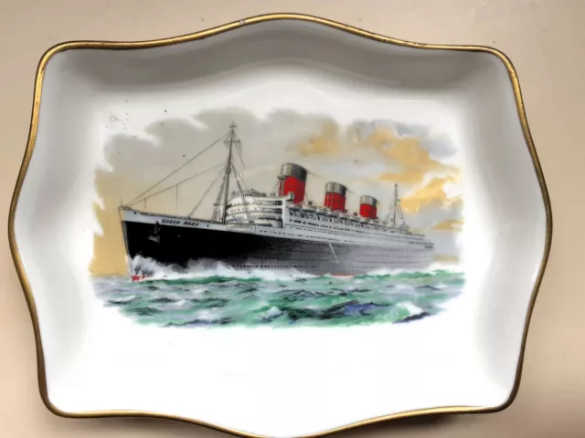 RMS Queen Mary, Cunard Line Vintage Crown Fine Bone China Pin or Trinket Dish