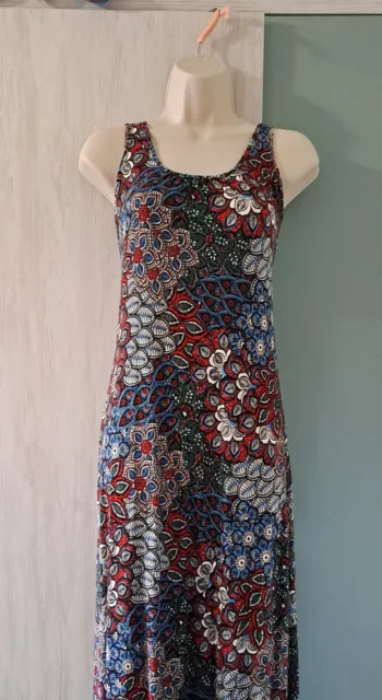Red Herring (Debenhams) ruffle back detail red/blue boho maxi dress.  Size 10