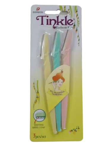 TINKLE Eyebrow RAZOR by DORCO | Trimmer Bikini Facial Hair Shaver | 3 Piece Set