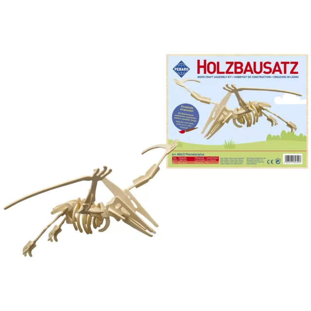 Pebaro Holzbausatz Pterodactylus Dino 3D-Puzzle, Holz Dinosaurier selbst bauen