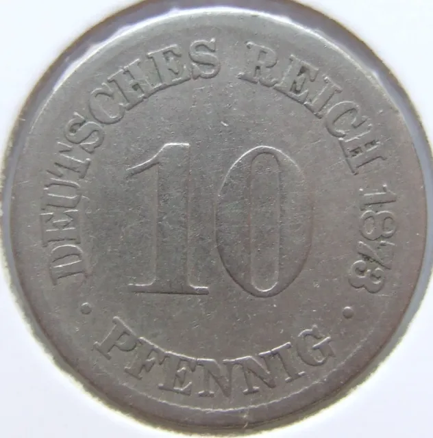 Moneta Reich Tedesco Impero Tedesco 10 Pfennig 1873 F IN fine