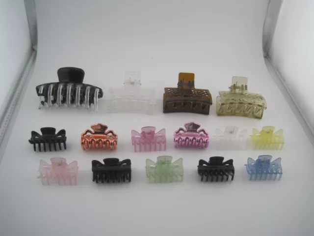 Lot of 15 Plastic Hair Claws Clips - Assorted Sizes & Colors