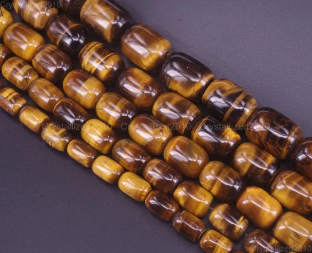 Natural Gemstone Tiger's Eye Drum Spacer Beads 4mm 6mm 8mm 10mm 12mm 16mm 15.5"