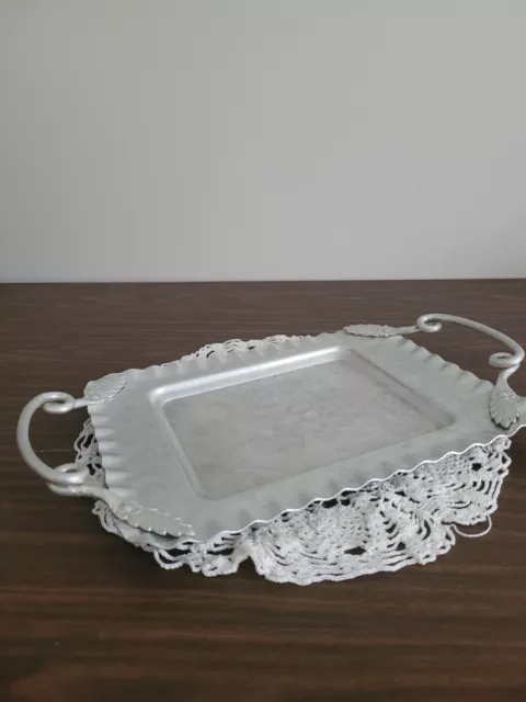 Vintage Cromwell Hand Wrought Hammered Aluminum Serving Tray