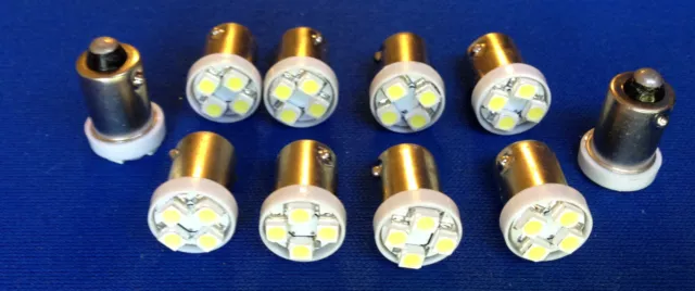 10 Caddy BRIGHT White 12V LED Instrument Panel BA9S 1815 Light Bulbs 1895 NOS