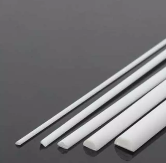 10pcs ABS Styrene Plastic Half Round Bar Rod 4mm Dia. 9.85" Long White