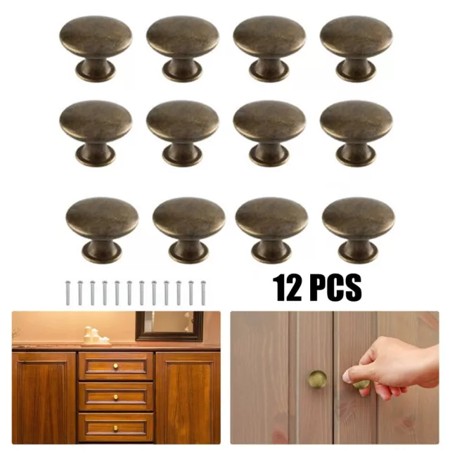 Lot de 12 boutons traditionnels en laiton antique pour portes tiroir et armoire