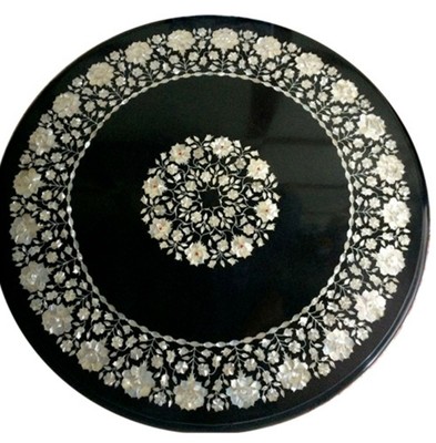 Look Marbre Dinette Table Haut Marqueterie Art Royal Look Conférence 91.4cm 