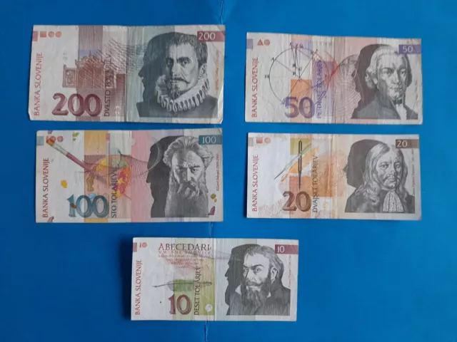1 x 10+20+50+100+200 Tolarjev Slowenien /  Banknote von 1992/2003 *