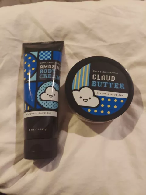 1 Bath & Body Works ELÉCTRICA AZUL CIELO mantequilla corporal nube 7 oz y 8 oz crema corporal