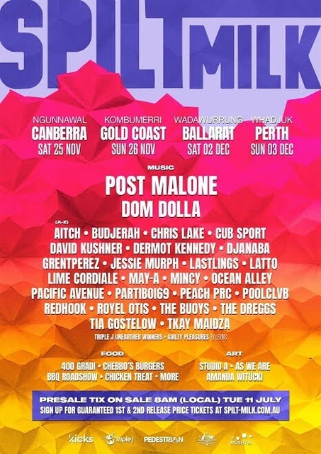 Top Shelf Spilt Milk VIP Tickets X 2