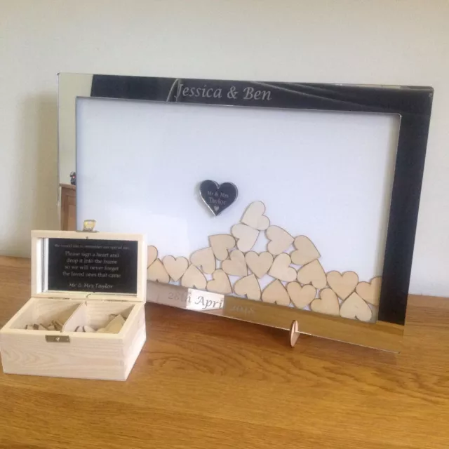 Personalised mirror drop box frame Wedding Guest Book white background