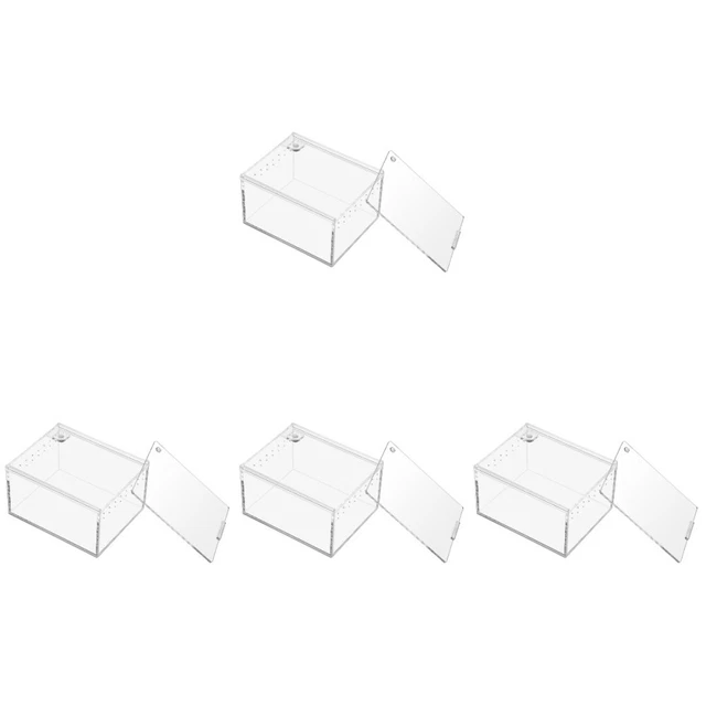 4x Reptile Containers Acrylic Box with Lid Cricket Habitat Spider Terrarium