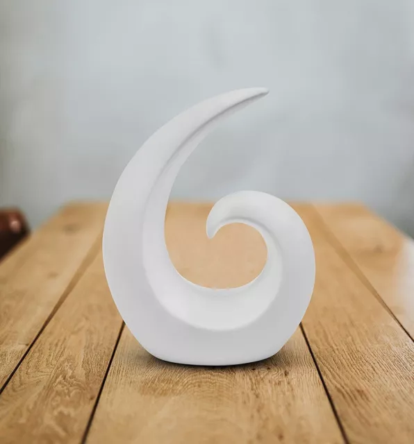 Stilvolle Skulptur aus Keramik - Deko Spirale 20cm hoch - Moderne in Weiß