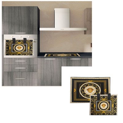Russo Tessuti Copriforno Coprifornello Cucina Mattonella Vietrese Vietri Forno-Blu 