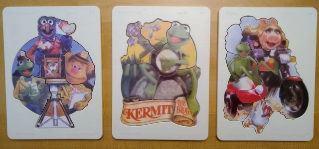 LOT of 3 Vintage Jim Henson Muppets Fisher Price Frame Puzzles Kermit Miss Piggy