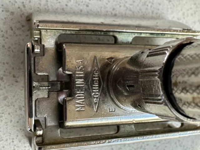 Vintage Gillette Fatboy Adjustable TTO  1959 E4 PL-25 Replated Platinum