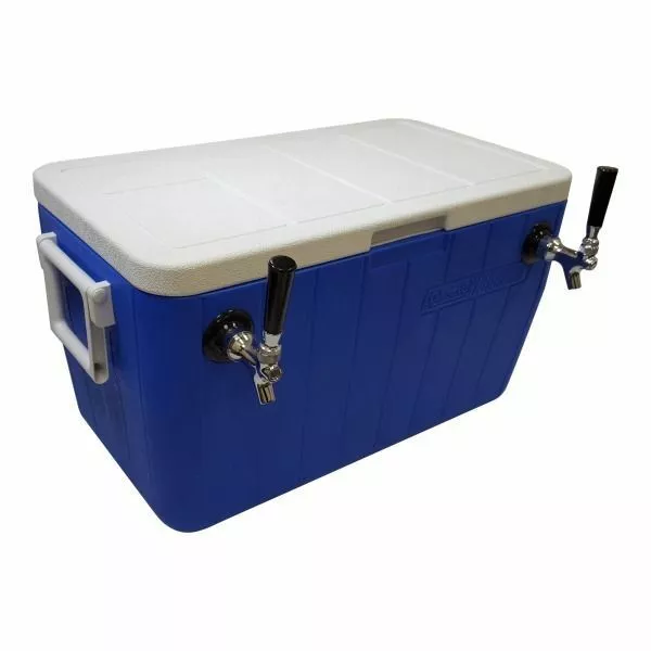 Jockey Box Cooler - 2 Faucet, 3/8" x 50' Stainless Steel Coils, 48qt, Draft Beer