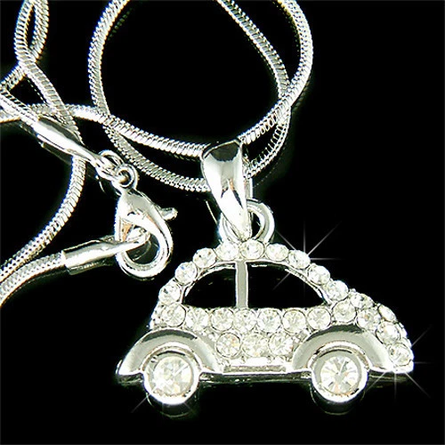 VOLKSWAGEN vw Beetle Classic CAR made with Swarovski Crystal Charm Necklace Cute
