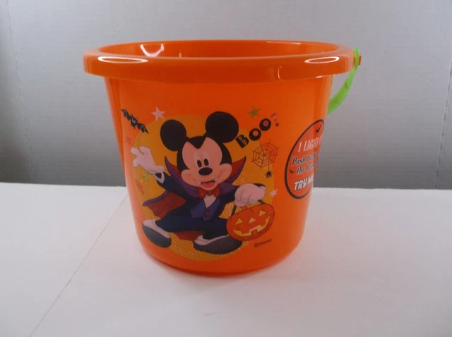 DISNEY MICKEY MOUSE Light Up Halloween Trick or Treat Bucket Pail New ...