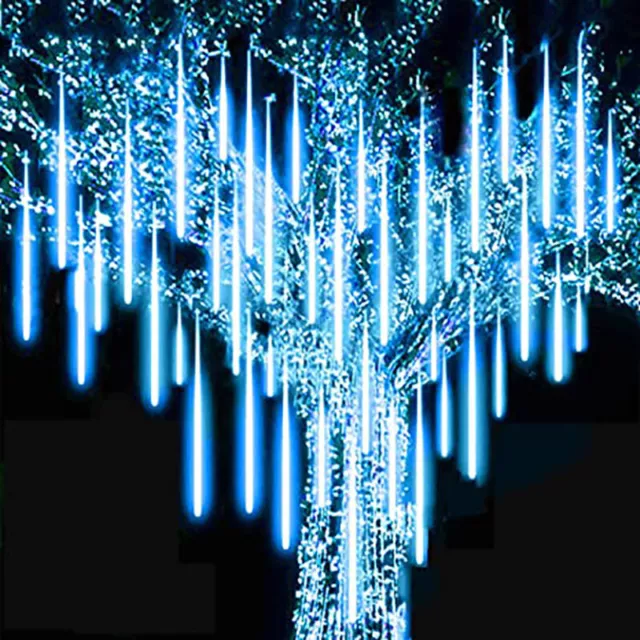 LED Meteor Shower Rain Lights Icicle Snowfall Lights Christmas Outdoor Tree Xmas