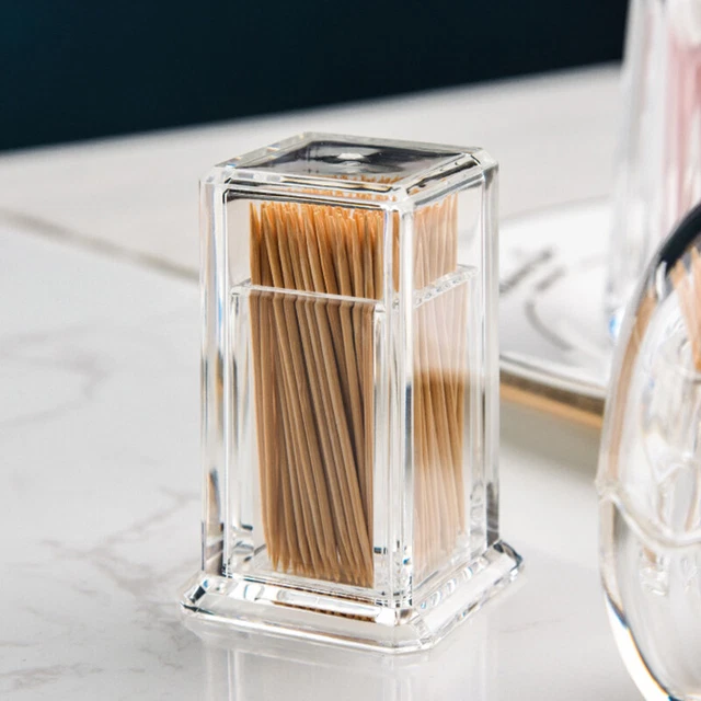 Thickened acrylic toothpick box transparent toothpick bottle round storage box]