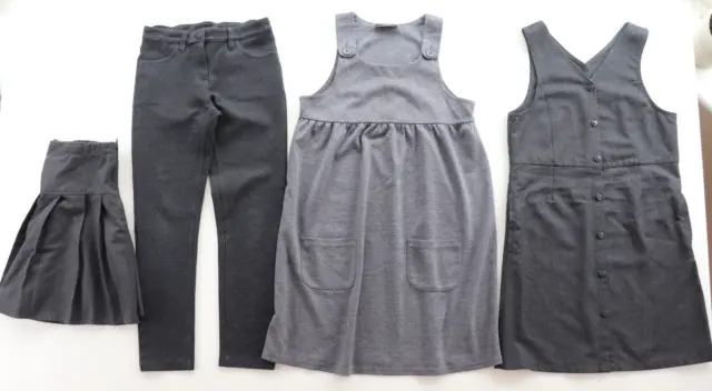 Next - School Uniform Grey Pinafore Dress Skirt Pants Bundle - Girls 9-10 Years