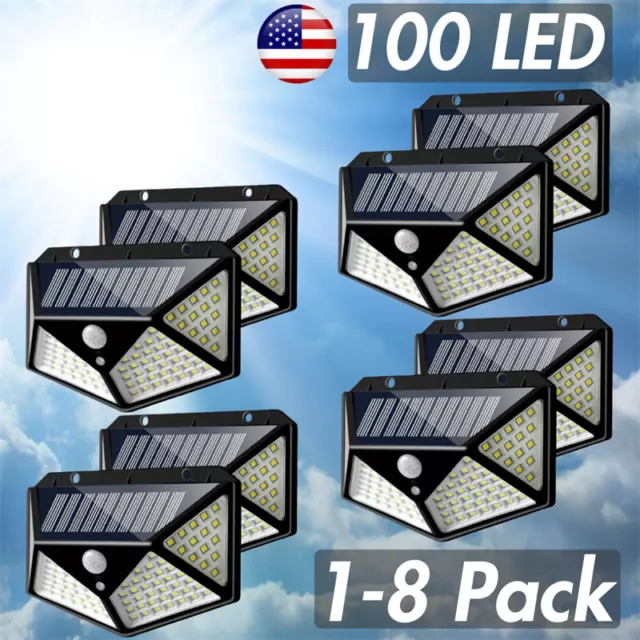 Solar Power 100 LED Light PIR Motion Sensor Outdoor Security Lamp Wall Garden US