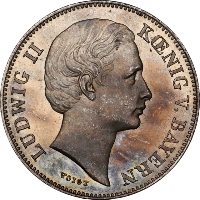 Bayern, Ludwig II., 1/2 Gulden 1866, München, feine Tönung, NGC MS 64
