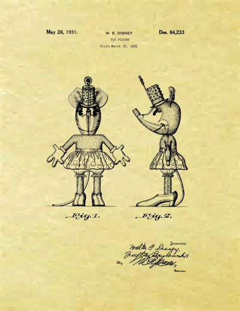 Display Art Print US PATENT for MINNIE MOUSE MICKEY MOUSE Walt Disney 1931