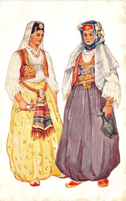 Lot123 v  kirin costume national painting postcard Bosnia Herzegovina sarajevo