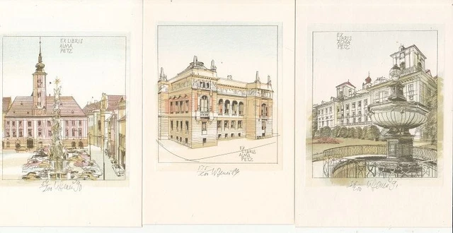 3 Exlibris Bookplate Lithographie Karel Benes Konvolut Lot 2