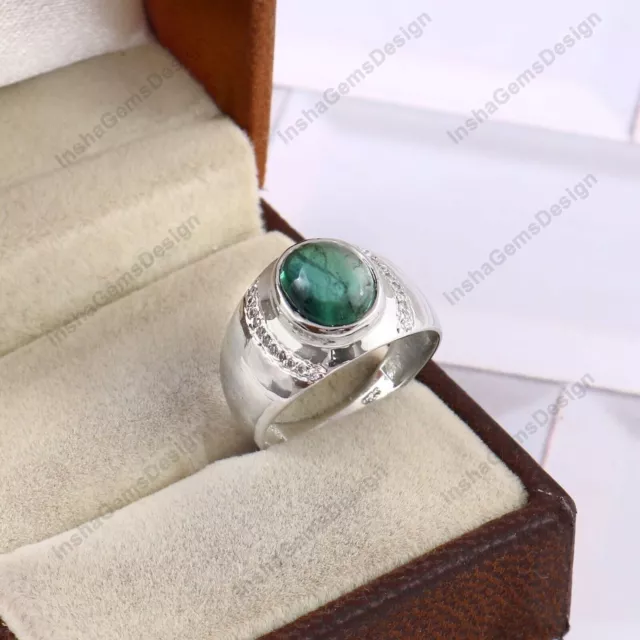 Anillo de turmalina natural hecho a mano 925 plata de ley declaración...