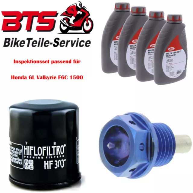 Sparset 4L Öl, Filter, Ablassschraube passend für Honda GL Valkyrie F6C 1500