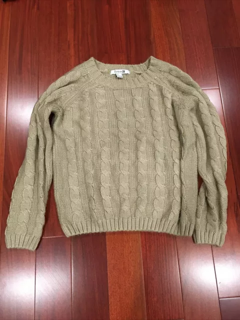 Forever 21 Long Sleeve Beige Tan Cable Knit Sweater Size S h&m topshop zara