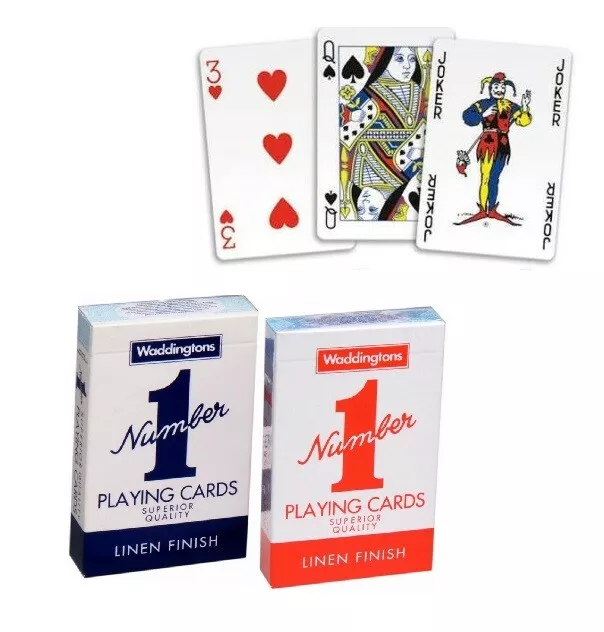 Waddingtons No.1 Classic Playing Cards Decks of Red & Blue Poker Game Brand New