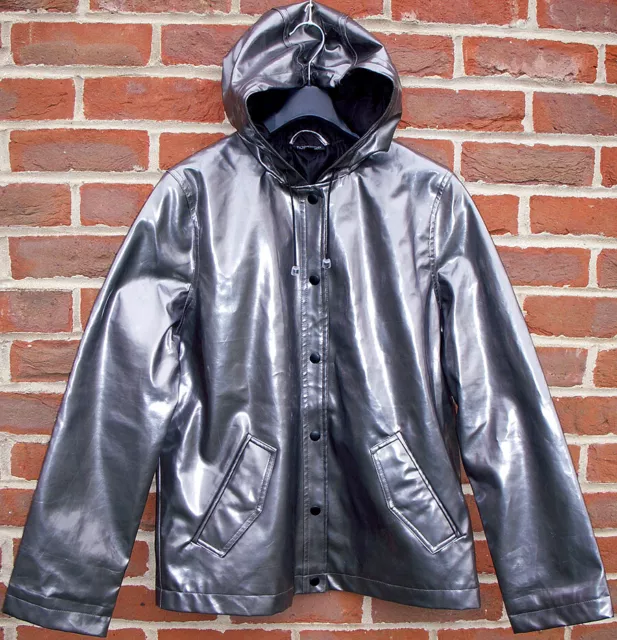 TOP SHOP GLOSSY metallic bronze plastic shiny mac vinyl raincoat