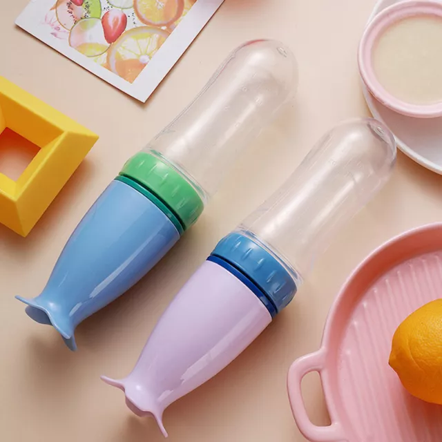 Silicone Baby Bottle With Spoon Food Supplement Rice Cereal Feeding Bottles Cup