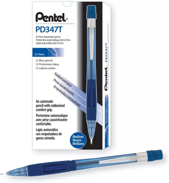 Pentel Graphgear 500 Automatic Drafting Pencil 0.7mm BLUE Barrel 2-Pk With  Lead