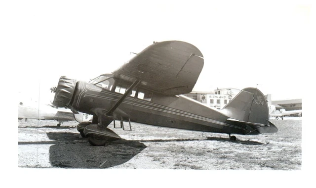Stinson Reliant Gull Wing Airplane VTG Photograph 5x3.5 NC15174 Richland Airport